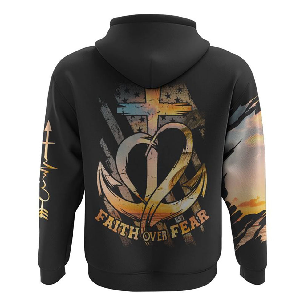 Vintage Faith Over Fear Sunset All Over Print 3D Hoodie, Christian Hoodie, Christian Sweatshirt, Bible Verse Shirt Vintage Faith Over Fear Sunset All Over Print 3D Hoodie, Christian Hoodie, Christian Sweatshirt, Bible Verse Shirt