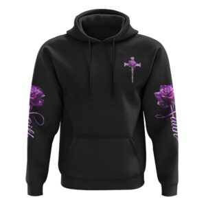 Vintage Cross Purple Rose Smoke Cross All Over Print 3D Hoodie, Christian Hoodie, Christian Sweatshirt, Bible Verse Shirt