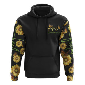 Sunflower Butterfly Faith Smoke All Over Print 3D Hoodie, Christian Hoodie, Christian Sweatshirt, Bible Verse Shirt