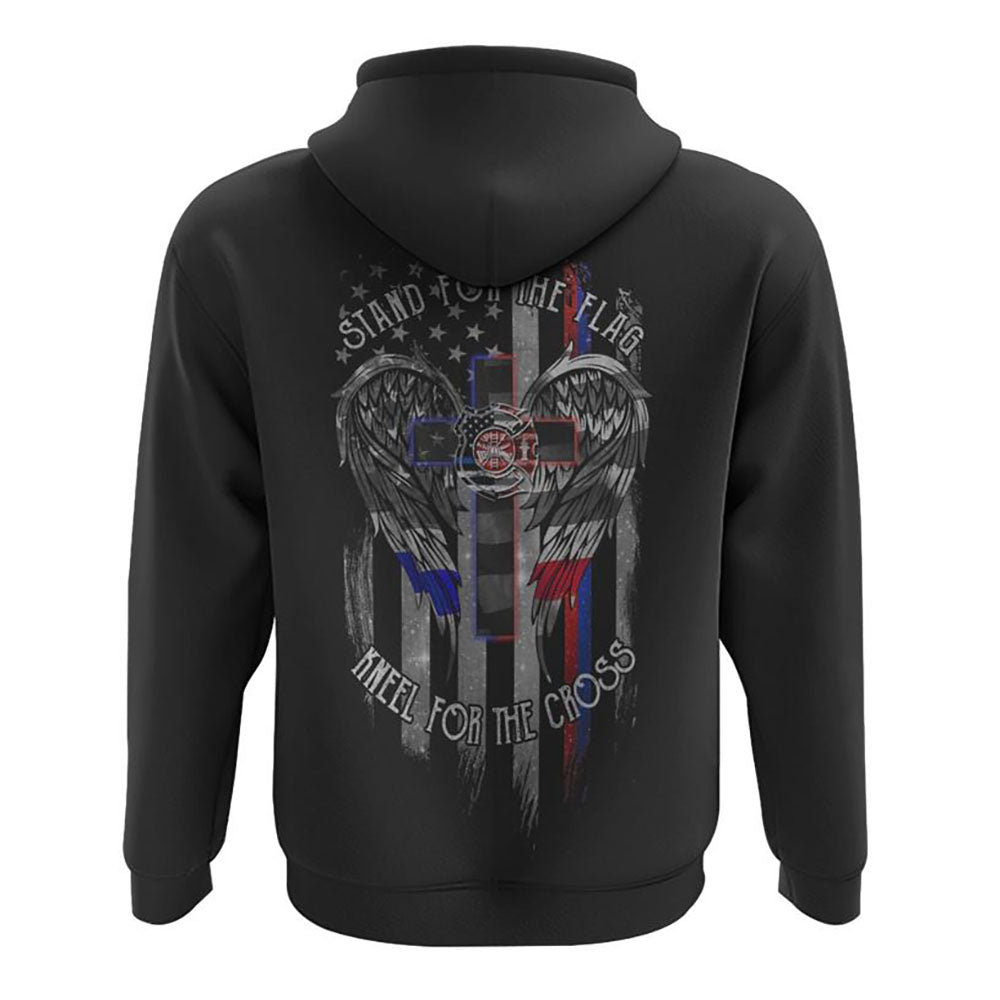 Stand For The Flag Kneel For The Cross Back The Brave Firefighter All Over Print 3D Hoodie, Christian Hoodie, Christian Sweatshirt, Bible Verse Shirt