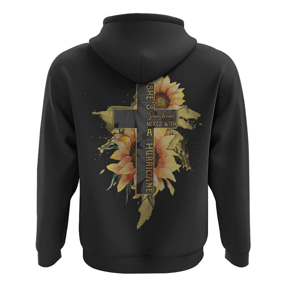 She’s Sunshine Mixed With A Little Hurricane All Over Print 3D Hoodie, Christian Hoodie, Christian Sweatshirt, Bible Verse Shirt