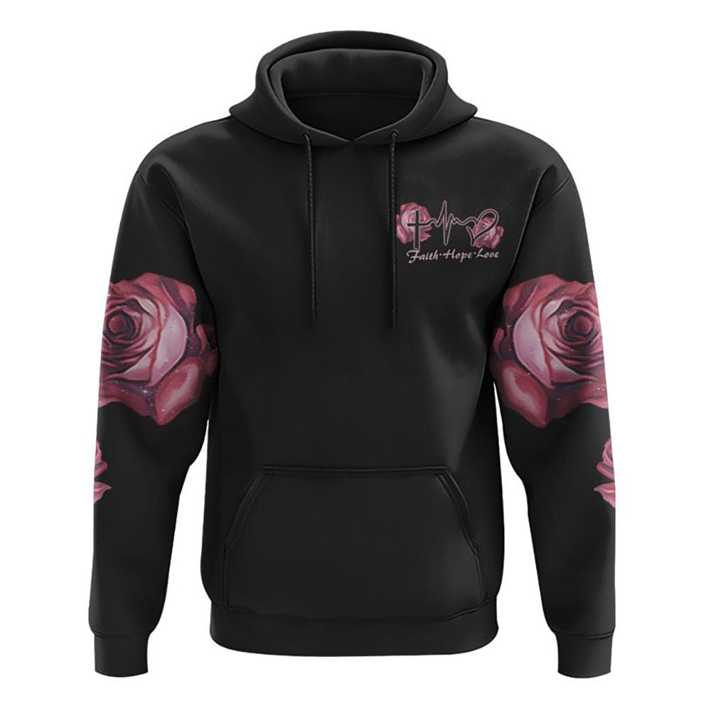 Rose Wood Cross Butterfly All Over Print 3D Hoodie, Christian Hoodie, Christian Sweatshirt, Bible Verse Shirt