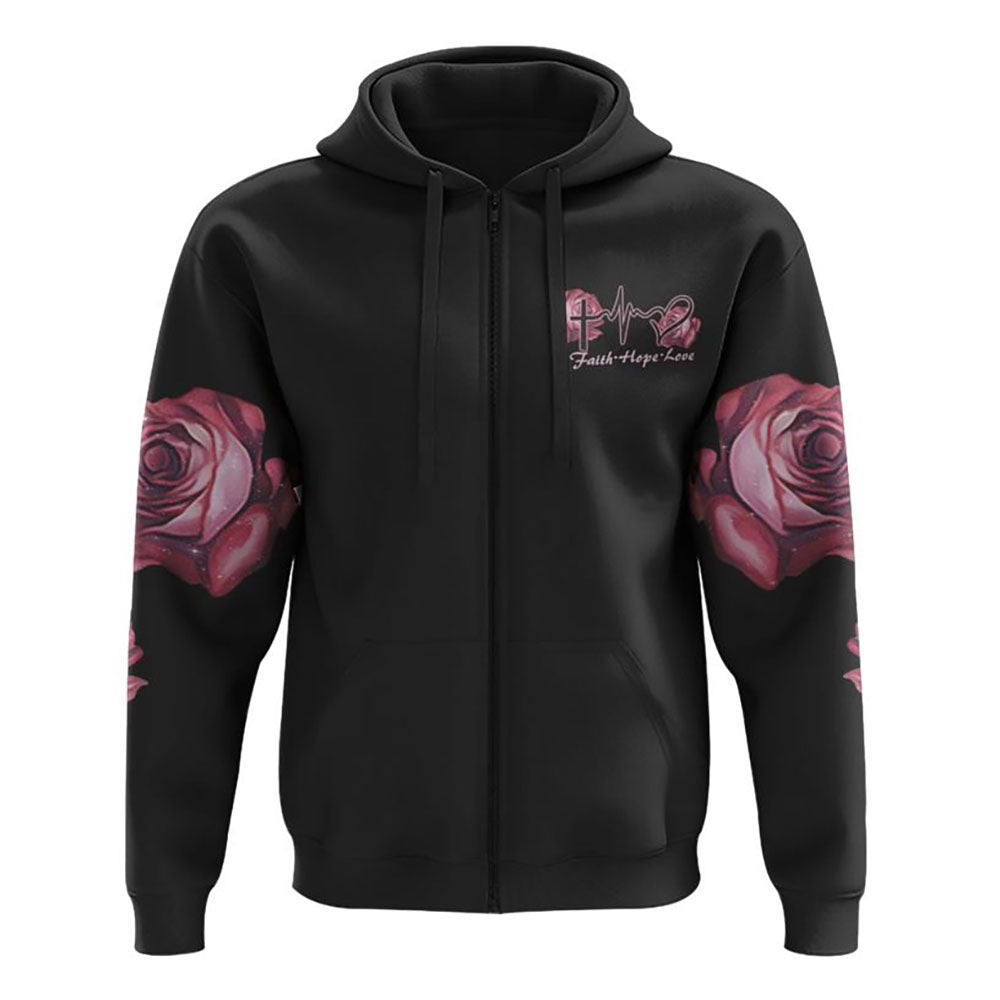 Rose Wood Cross Butterfly All Over Print 3D Hoodie, Christian Hoodie, Christian Sweatshirt, Bible Verse Shirt