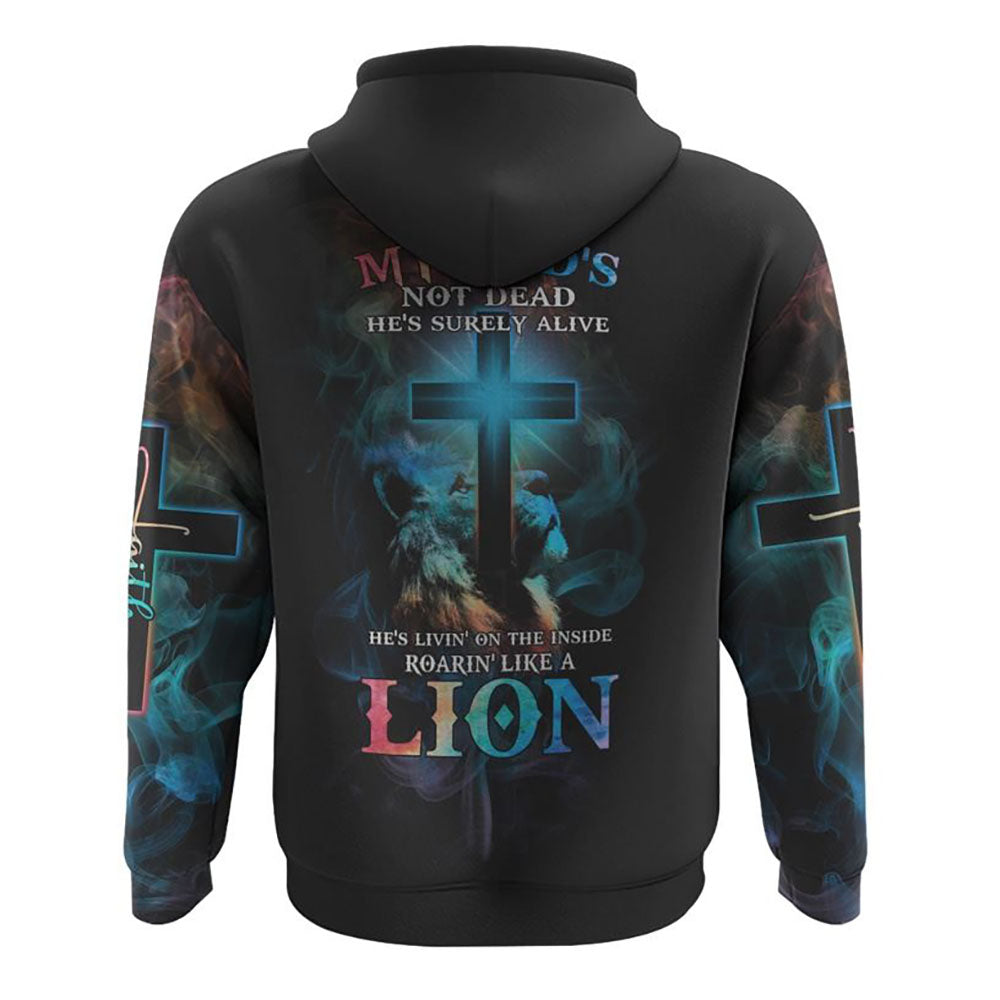 My God's Not Dead He's Surely Alive Lion Cross Light Smoke All Over Print 3D Hoodie, Christian Hoodie, Christian Sweatshirt, Bible Verse Shirt My God's Not Dead He's Surely Alive Lion Cross Light Smoke All Over Print 3D Hoodie, Christian Hoodie, Christian Sweatshirt, Bible Verse Shirt