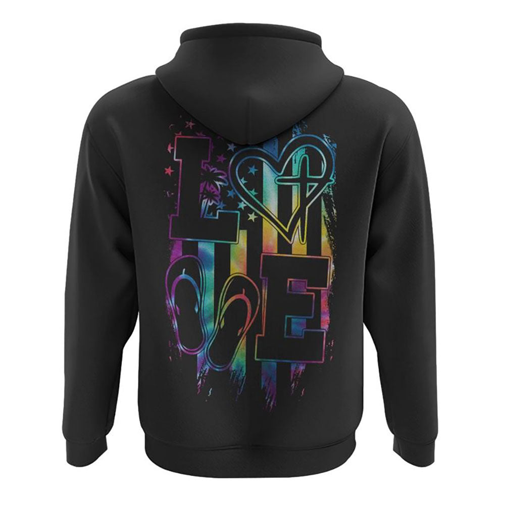 Love Faith Tie Dye Flag All Over Print 3D Hoodie, Christian Hoodie, Christian Sweatshirt, Bible Verse Shirt