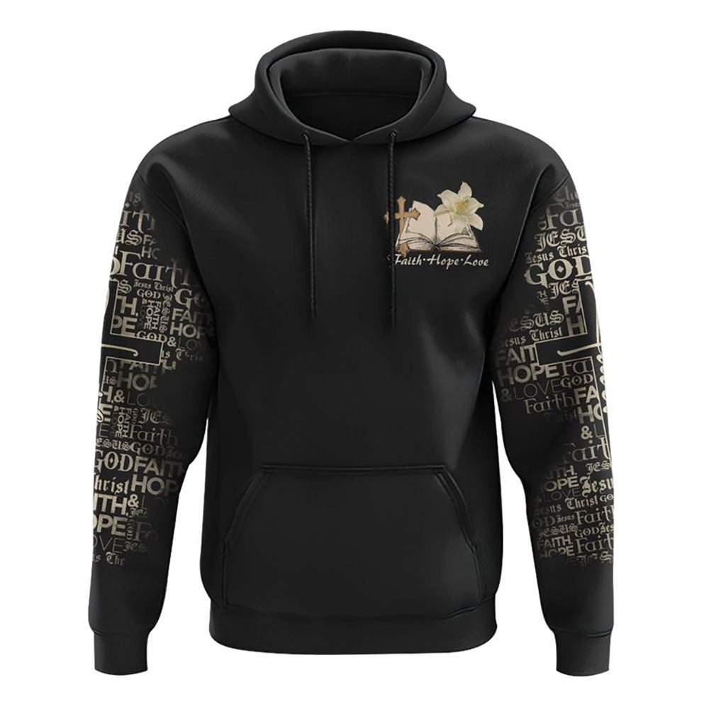 Lily Flower And Cross Book All Over Print 3D Hoodie, Christian Hoodie, Christian Sweatshirt, Bible Verse Shirt Lily Flower And Cross Book All Over Print 3D Hoodie, Christian Hoodie, Christian Sweatshirt, Bible Verse Shirt