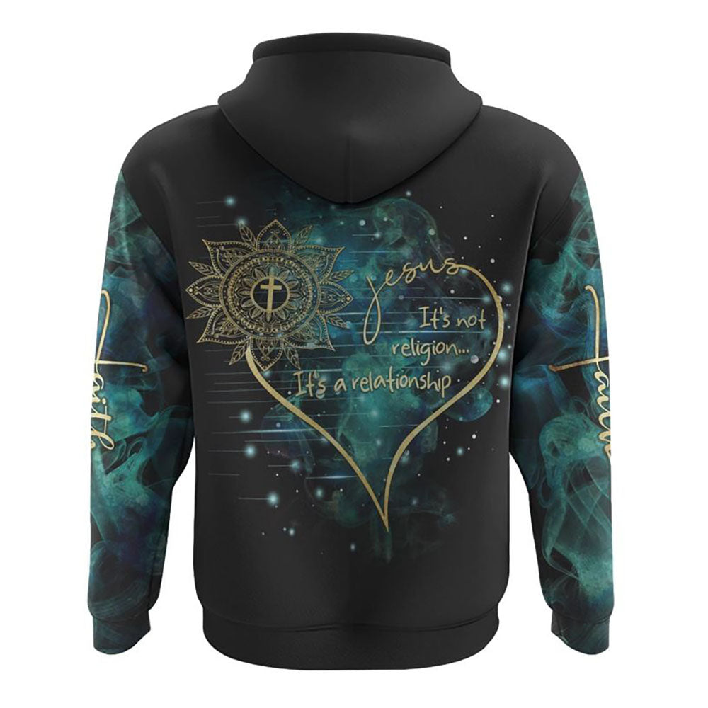 Jesus It’s Not Religion It’s A Relationship Mandala All Over Print 3D Hoodie, Christian Hoodie, Christian Sweatshirt, Bible Verse Shirt