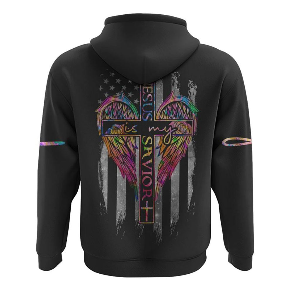 Jesus Is My Savior Colorful Wings Flag All Over Print 3D Hoodie, Christian Hoodie, Christian Sweatshirt, Bible Verse Shirt Jesus Is My Savior Colorful Wings Flag All Over Print 3D Hoodie, Christian Hoodie, Christian Sweatshirt, Bible Verse Shirt
