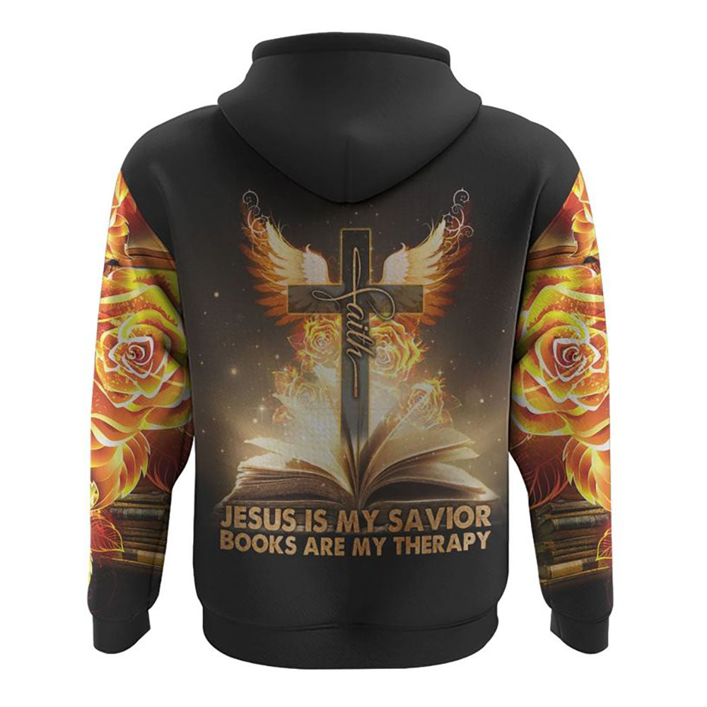 Jesus Is My Savior Books Are My Therapy Gold Faith Cross All Over Print 3D Hoodie, Christian Hoodie, Christian Sweatshirt, Bible Verse Shirt Jesus Is My Savior Books Are My Therapy Gold Faith Cross All Over Print 3D Hoodie, Christian Hoodie, Christian Sweatshirt, Bible Verse Shirt