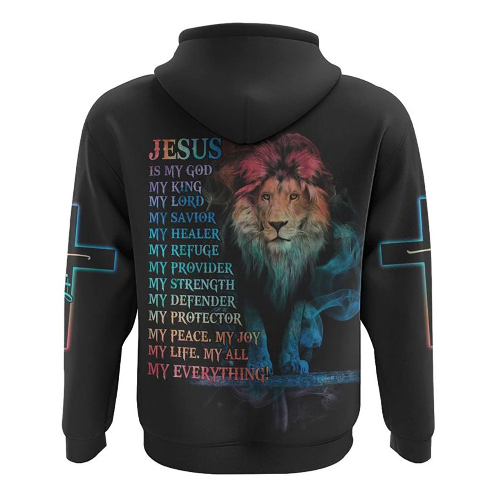 Jesus Is My God My King My Lord Colorful Lion All Over Print 3D Hoodie, Christian Hoodie, Christian Sweatshirt, Bible Verse Shirt Jesus Is My God My King My Lord Colorful Lion All Over Print 3D Hoodie, Christian Hoodie, Christian Sweatshirt, Bible Verse Shirt