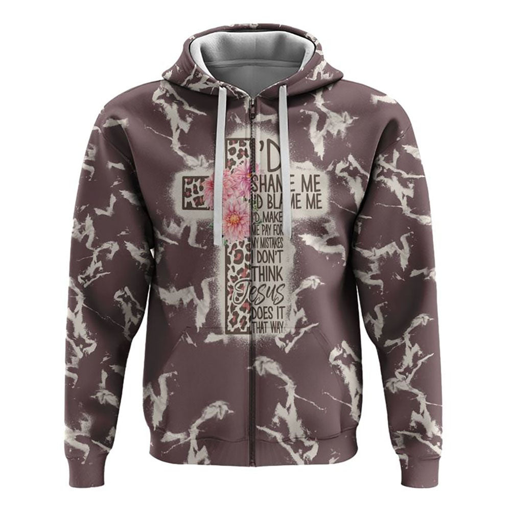 I’d Shame Me I’d Blame Me Leopard Cross All Over Print 3D Hoodie, Christian Hoodie, Christian Sweatshirt, Bible Verse Shirt