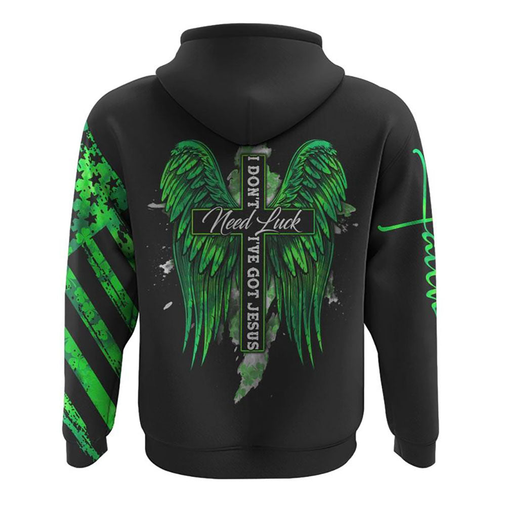 I Don't Need Luck I've Got Jesus Cross Wings All Over Print 3D Hoodie, Christian Hoodie, Christian Sweatshirt, Bible Verse Shirt I Don't Need Luck I've Got Jesus Cross Wings All Over Print 3D Hoodie, Christian Hoodie, Christian Sweatshirt, Bible Verse Shirt