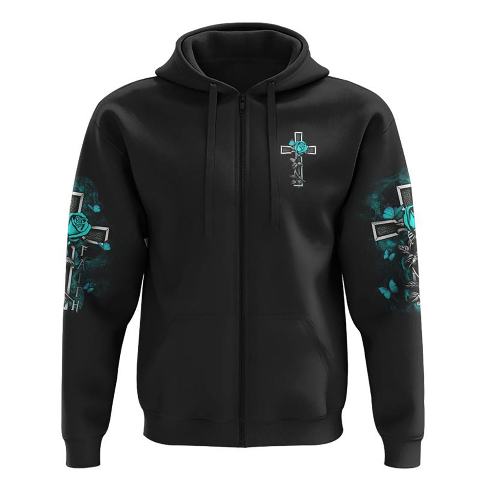 I Can Only Imagine Teal Rose Cross All Over Print 3D Hoodie, Christian Hoodie, Christian Sweatshirt, Bible Verse Shirt