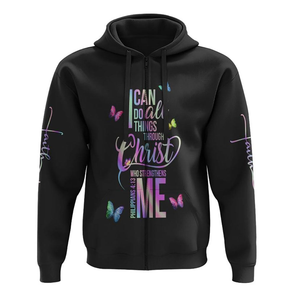 I Can Do All Things Butterfly All Over Print 3D Hoodie, Christian Hoodie, Christian Sweatshirt, Bible Verse Shirt