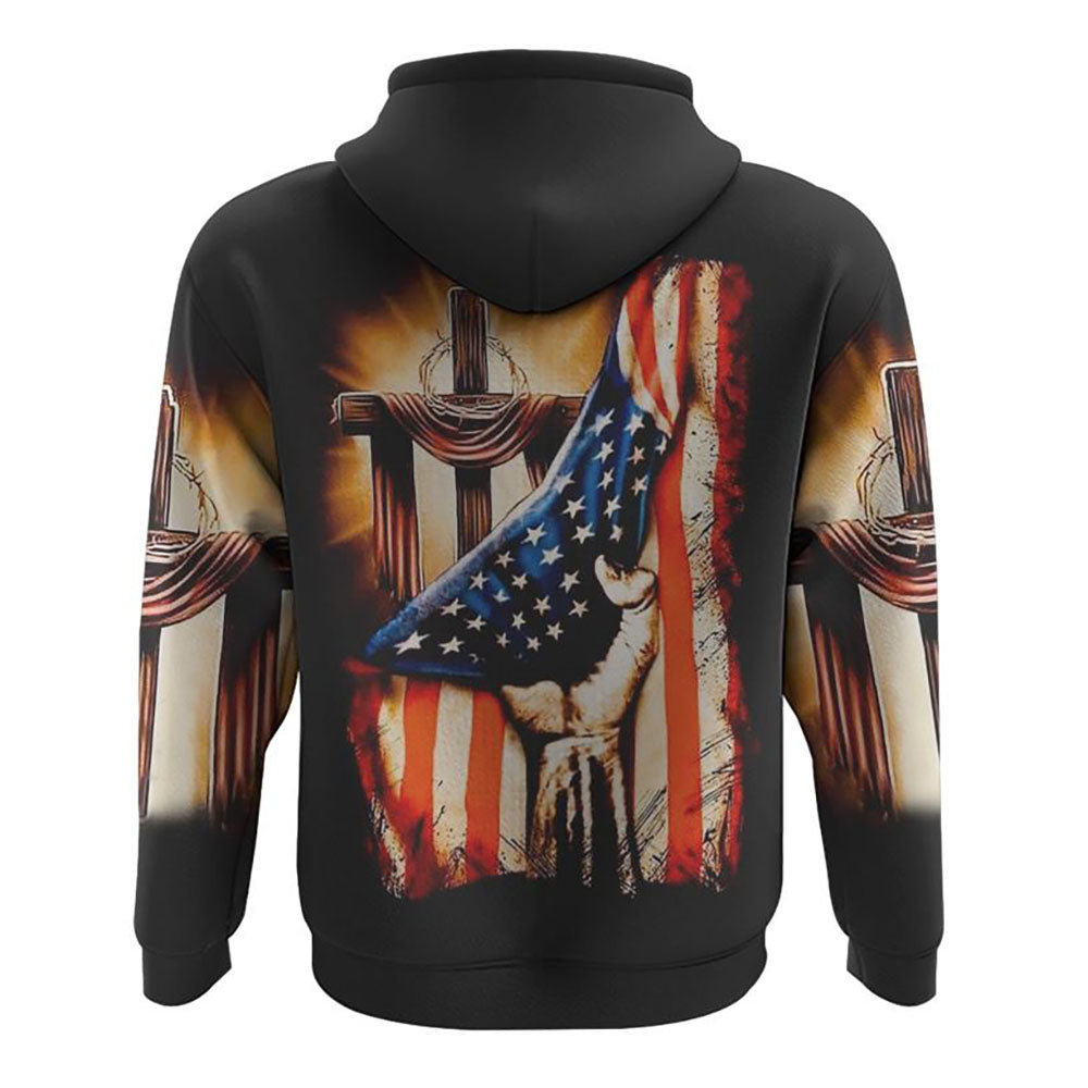 Hand Pull Vintage Cross Light All Over Print 3D Hoodie, Christian Hoodie, Christian Sweatshirt, Bible Verse Shirt