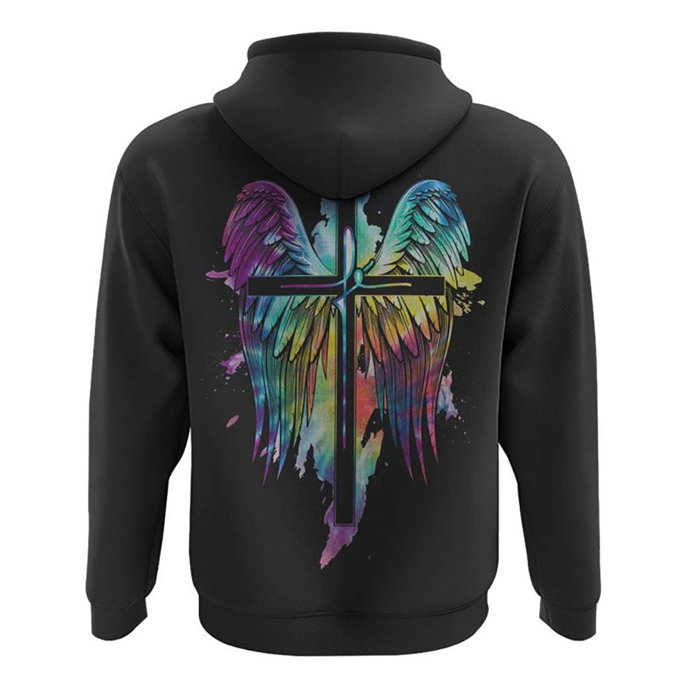 Fe Wings Cross Watercolor Tie Dye All Over Print 3D Hoodie, Christian Hoodie, Christian Sweatshirt, Bible Verse Shirt