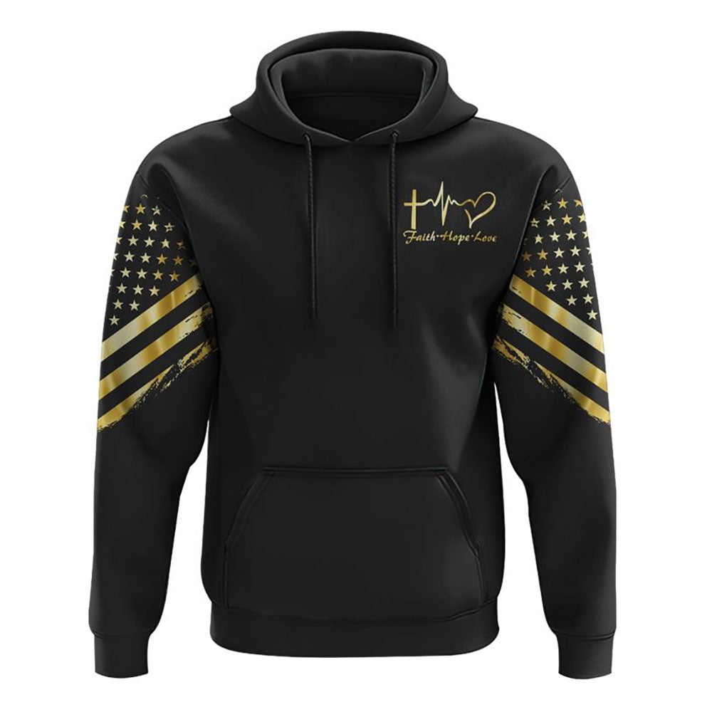 Faith Wings Jesus Gold All Over Print 3D Hoodie, Christian Hoodie, Christian Sweatshirt, Bible Verse Shirt