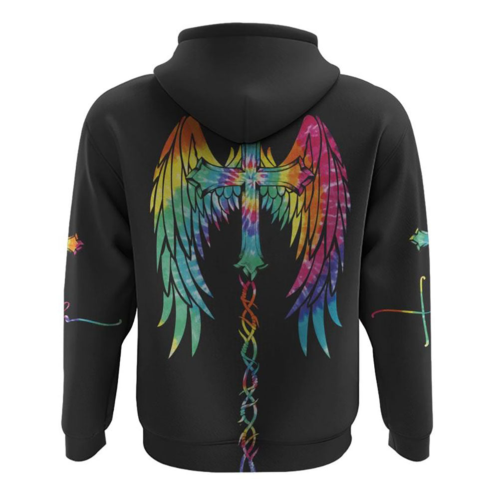 Faith Wings Cross Tie Dye All Over Print 3D Hoodie, Christian Hoodie, Christian Sweatshirt, Bible Verse Shirt