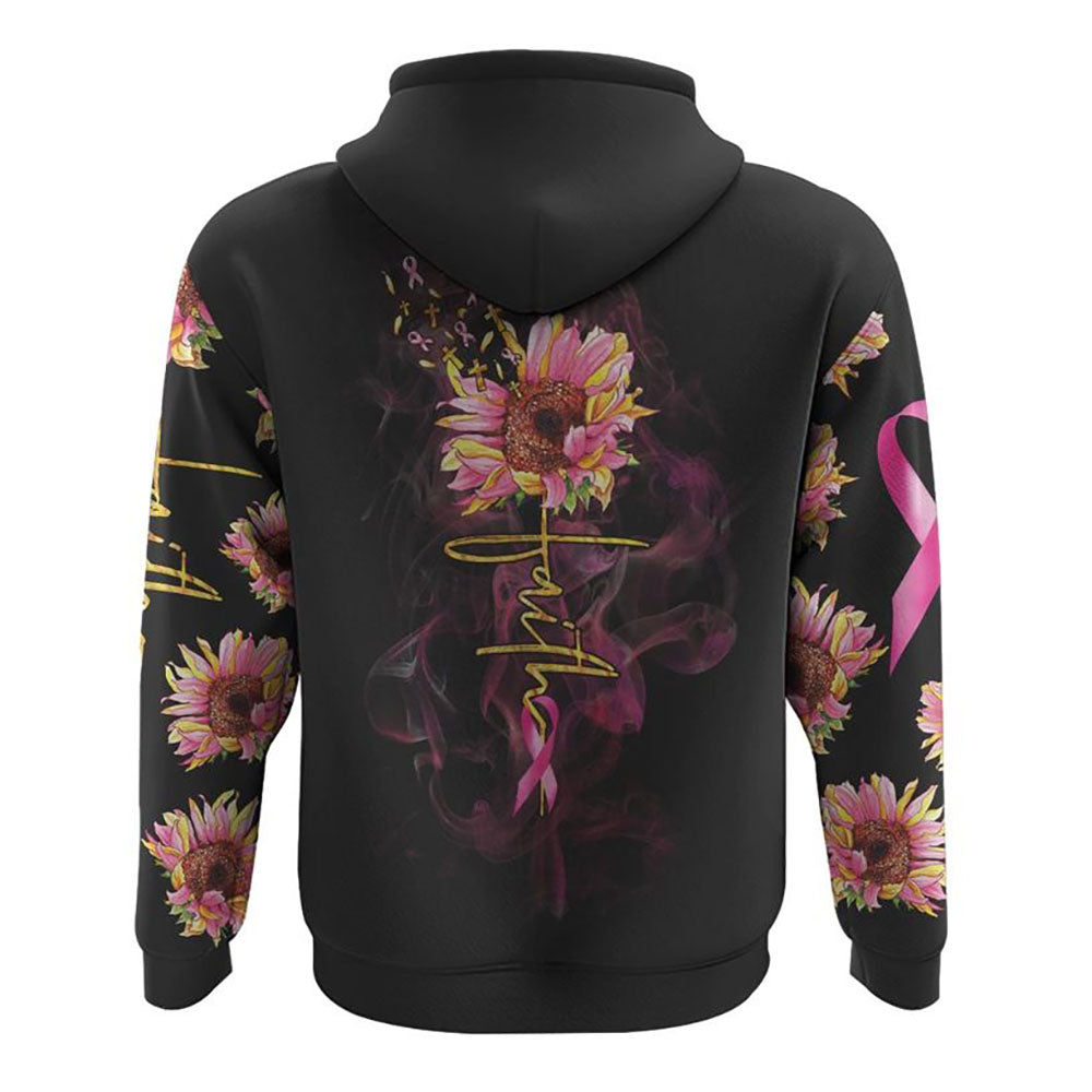 Faith Sunflower Smoke Ribbon All Over Print 3D Hoodie, Christian Hoodie, Christian Sweatshirt, Bible Verse Shirt