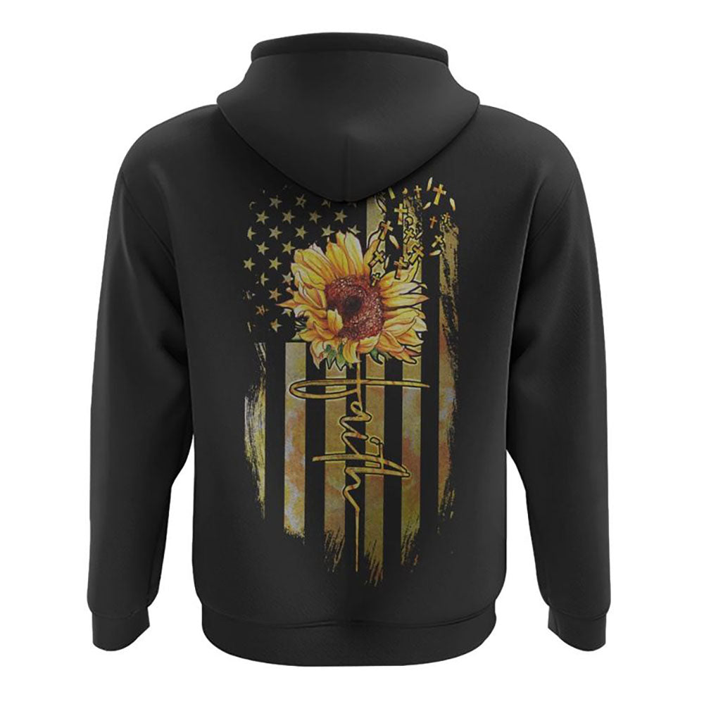 Faith Sunflower Flag All Over Print 3D Hoodie, Christian Hoodie, Christian Sweatshirt, Bible Verse Shirt