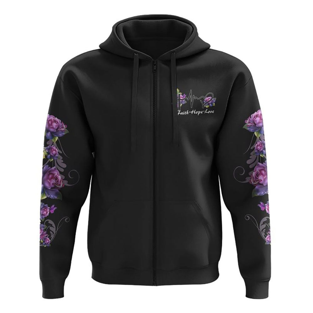 Faith Rose Wood Cross Smoke All Over Print 3D Hoodie, Christian Hoodie, Christian Sweatshirt, Bible Verse Shirt