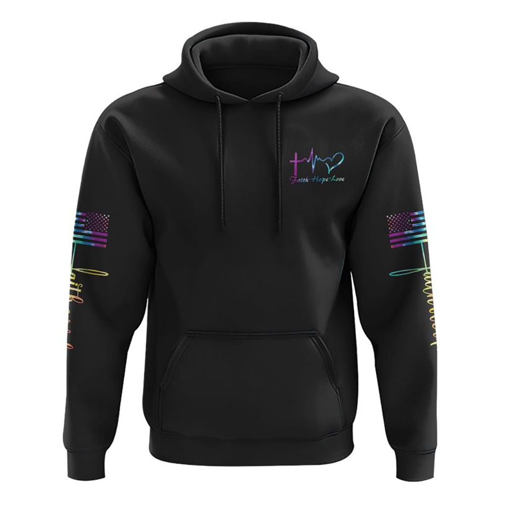 Faith Over Fear Wings Colorful Cross Light All Over Print 3D Hoodie, Christian Hoodie, Christian Sweatshirt, Bible Verse Shirt
