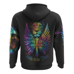 Faith Over Fear Lion Cross Colorful All Over Print 3D Hoodie Christian Hoodie Christian Sweatshirt Bible Verse Shirt 2 eslqme.jpg