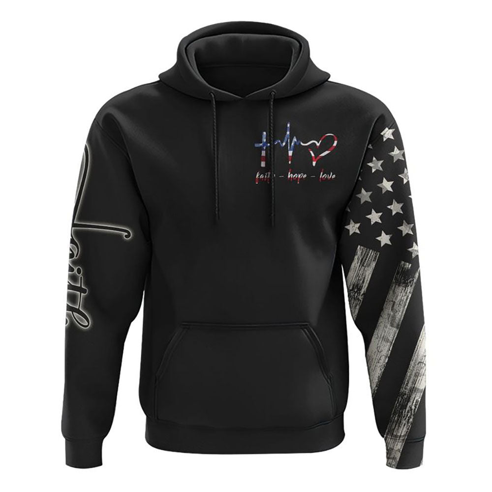 Faith Over Fear Jesus Crack Flag All Over Print 3D Hoodie, Christian Hoodie, Christian Sweatshirt, Bible Verse Shirt