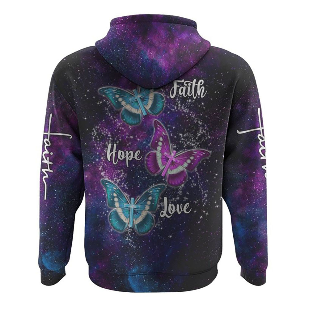 Faith Hope Love Galaxy Butterfly Cross All Over Print 3D Hoodie, Christian Hoodie, Christian Sweatshirt, Bible Verse Shirt Faith Hope Love Galaxy Butterfly Cross All Over Print 3D Hoodie, Christian Hoodie, Christian Sweatshirt, Bible Verse Shirt
