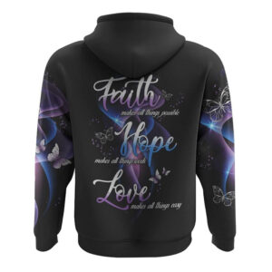Faith Hope Love Butterfly Abstract All Over Print 3D Hoodie, Christian Hoodie, Christian Sweatshirt, Bible Verse Shirt