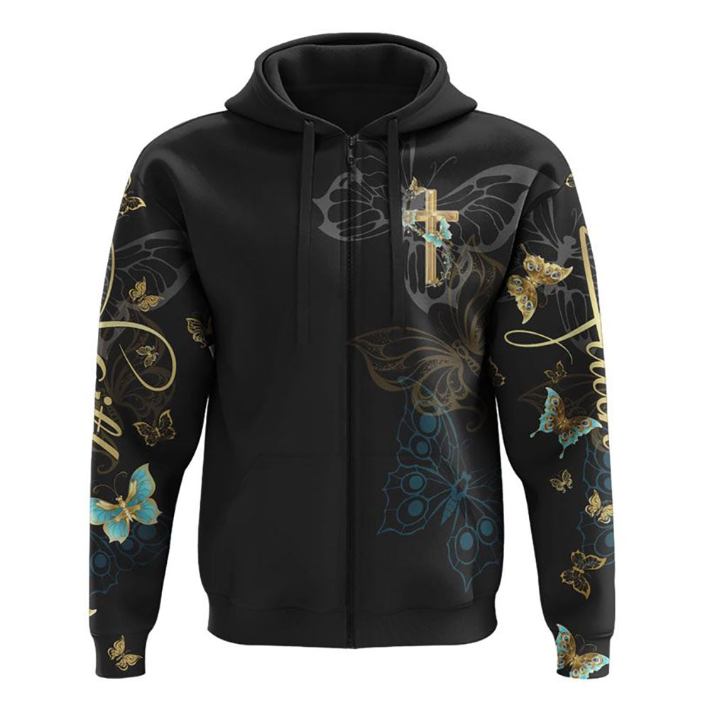 Faith Gold Cross Butterfly All Over Print 3D Hoodie, Christian Hoodie, Christian Sweatshirt, Bible Verse Shirt Faith Gold Cross Butterfly All Over Print 3D Hoodie, Christian Hoodie, Christian Sweatshirt, Bible Verse Shirt