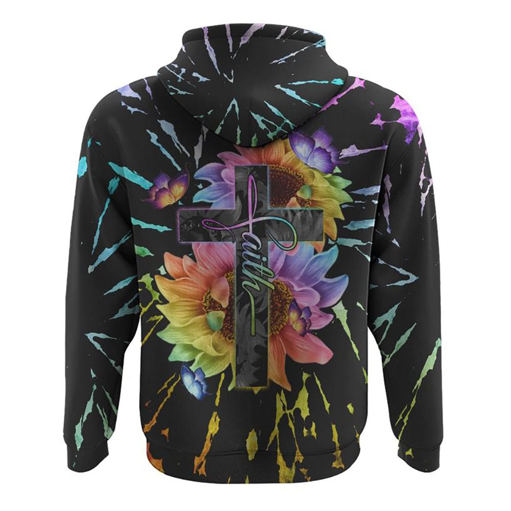 Faith Cross Rainbow Sunflower Tie Dye All Over Print 3D Hoodie, Christian Hoodie, Christian Sweatshirt, Bible Verse Shirt Faith Cross Rainbow Sunflower Tie Dye All Over Print 3D Hoodie, Christian Hoodie, Christian Sweatshirt, Bible Verse Shirt