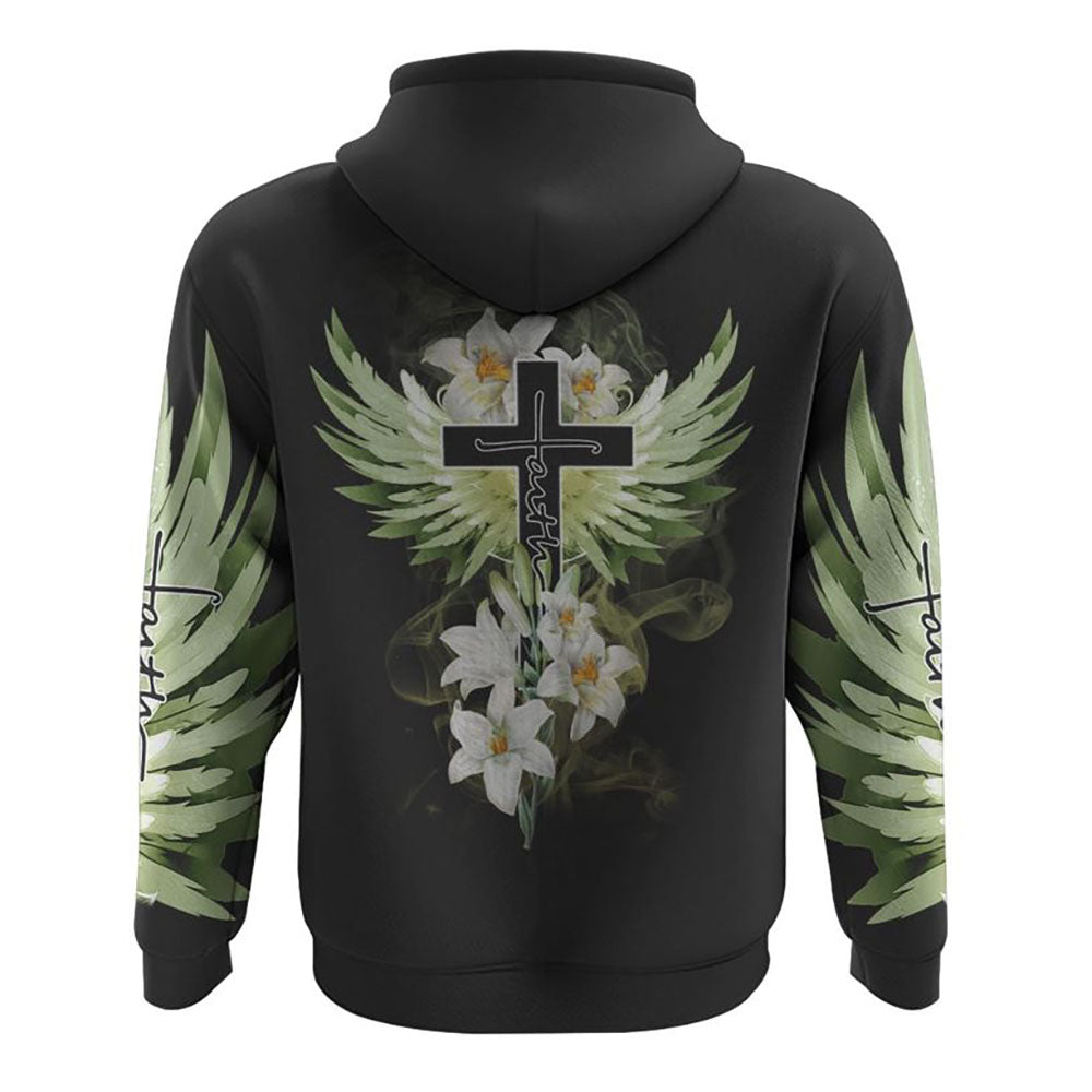 Faith Cross Lily All Over Print 3D Hoodie, Christian Hoodie, Christian Sweatshirt, Bible Verse Shirt Faith Cross Lily All Over Print 3D Hoodie, Christian Hoodie, Christian Sweatshirt, Bible Verse Shirt
