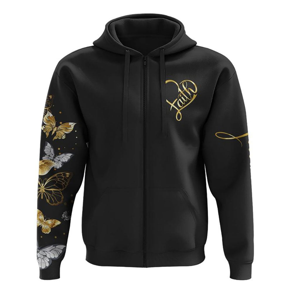 Faith Cross Gold Butterfly All Over Print 3D Hoodie, Christian Hoodie, Christian Sweatshirt, Bible Verse Shirt Faith Cross Gold Butterfly All Over Print 3D Hoodie, Christian Hoodie, Christian Sweatshirt, Bible Verse Shirt