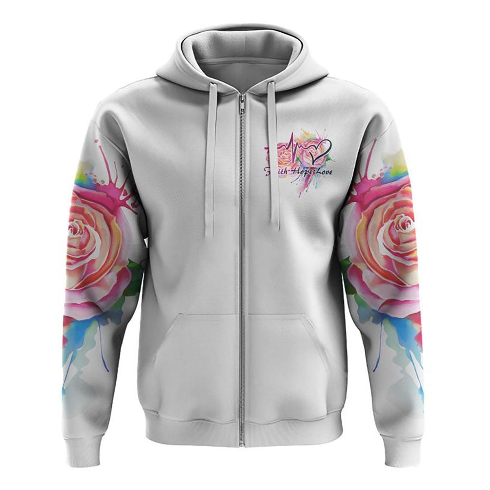 Faith Cross Colorful Rose Watercolor All Over Print 3D Hoodie, Christian Hoodie, Christian Sweatshirt, Bible Verse Shirt Faith Cross Colorful Rose Watercolor All Over Print 3D Hoodie, Christian Hoodie, Christian Sweatshirt, Bible Verse Shirt