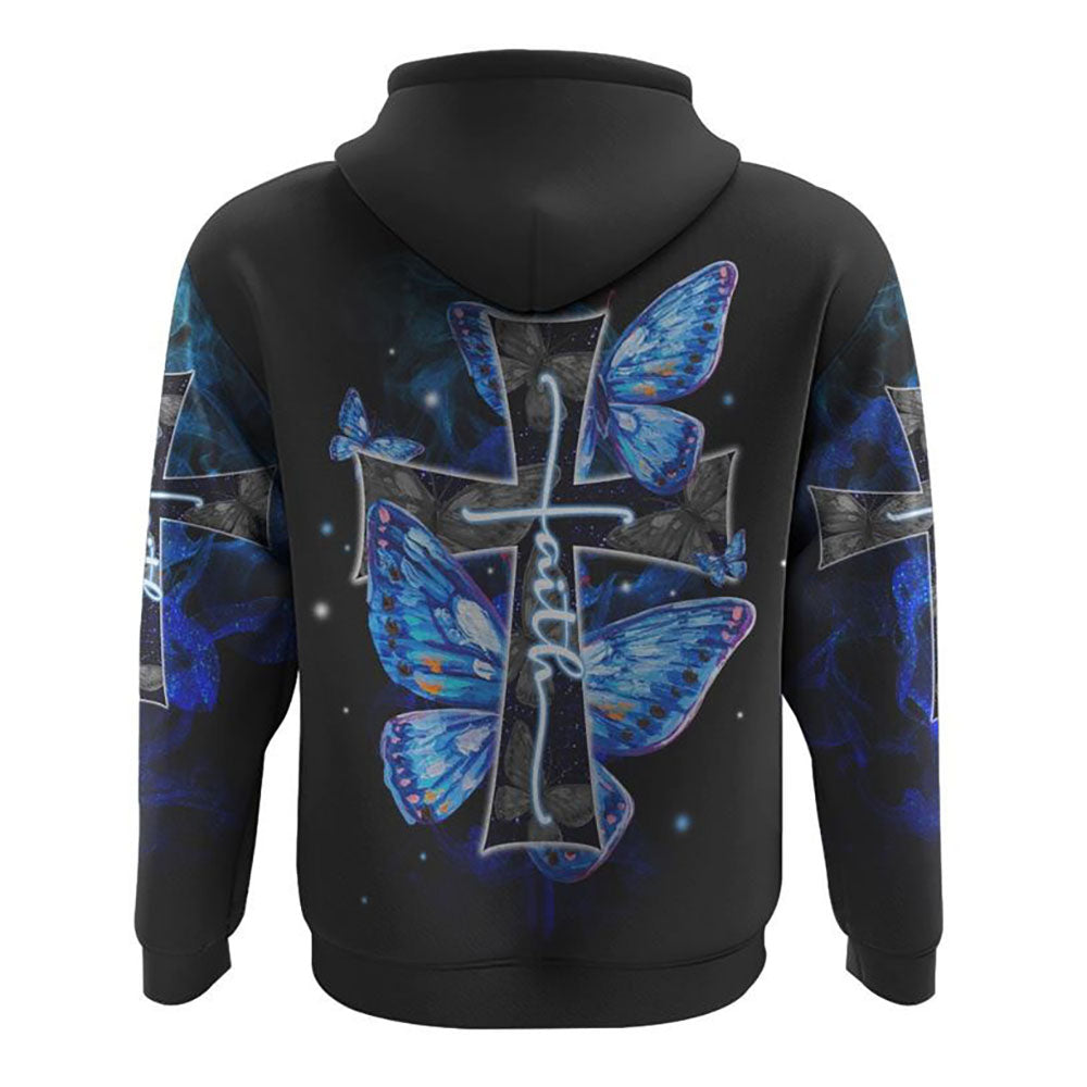 Faith Cross Blue Butterfly Smoke All Over Print 3D Hoodie, Christian Hoodie, Christian Sweatshirt, Bible Verse Shirt Faith Cross Blue Butterfly Smoke All Over Print 3D Hoodie, Christian Hoodie, Christian Sweatshirt, Bible Verse Shirt