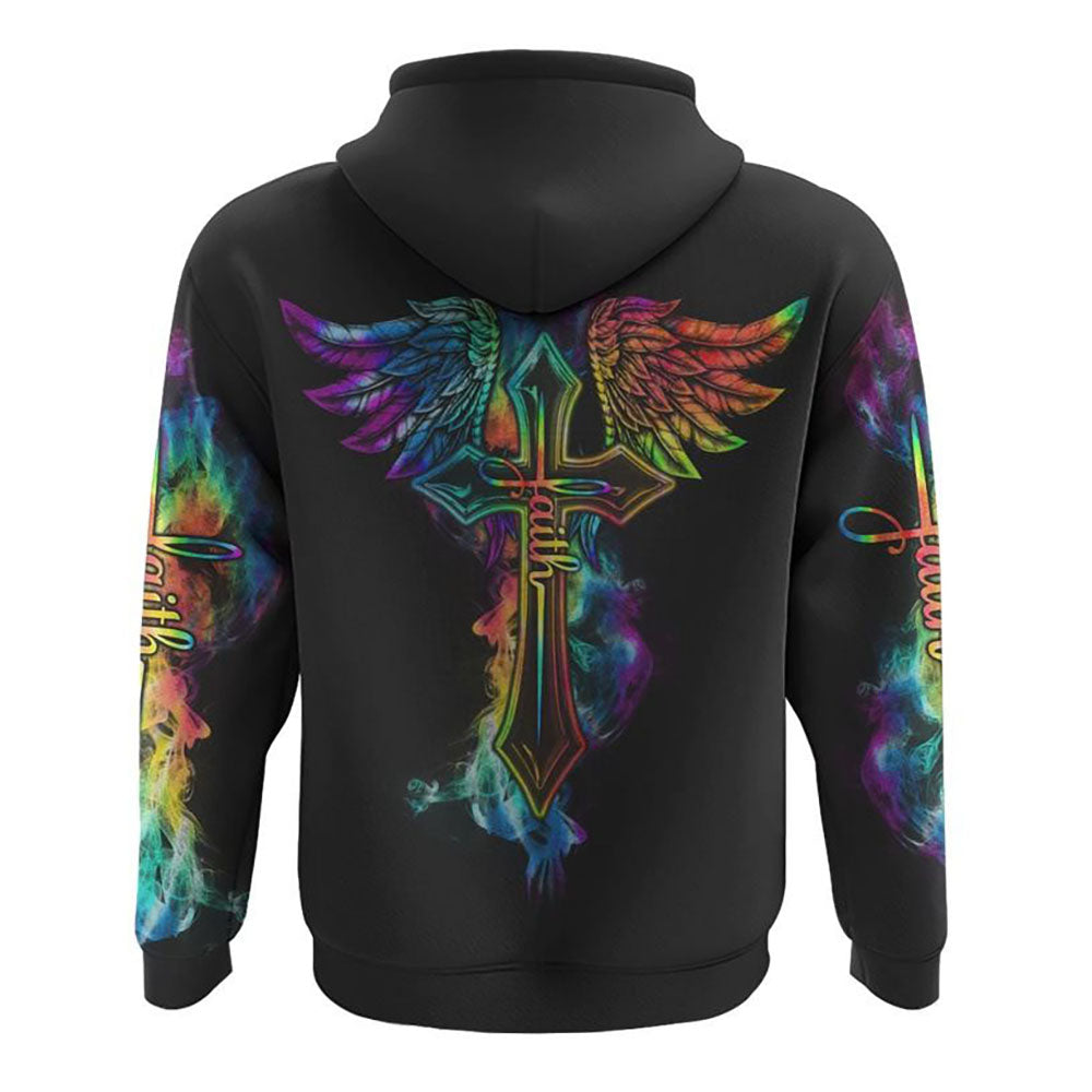 Faith Colorful Wings Cross Smoke All Over Print 3D Hoodie, Christian Hoodie, Christian Sweatshirt, Bible Verse Shirt Faith Colorful Wings Cross Smoke All Over Print 3D Hoodie, Christian Hoodie, Christian Sweatshirt, Bible Verse Shirt