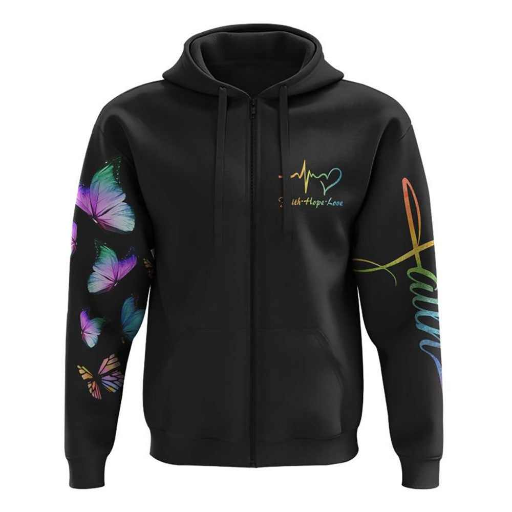 Faith Butterflies Cross All Over Print 3D Hoodie, Christian Hoodie, Christian Sweatshirt, Bible Verse Shirt Faith Butterflies Cross All Over Print 3D Hoodie, Christian Hoodie, Christian Sweatshirt, Bible Verse Shirt