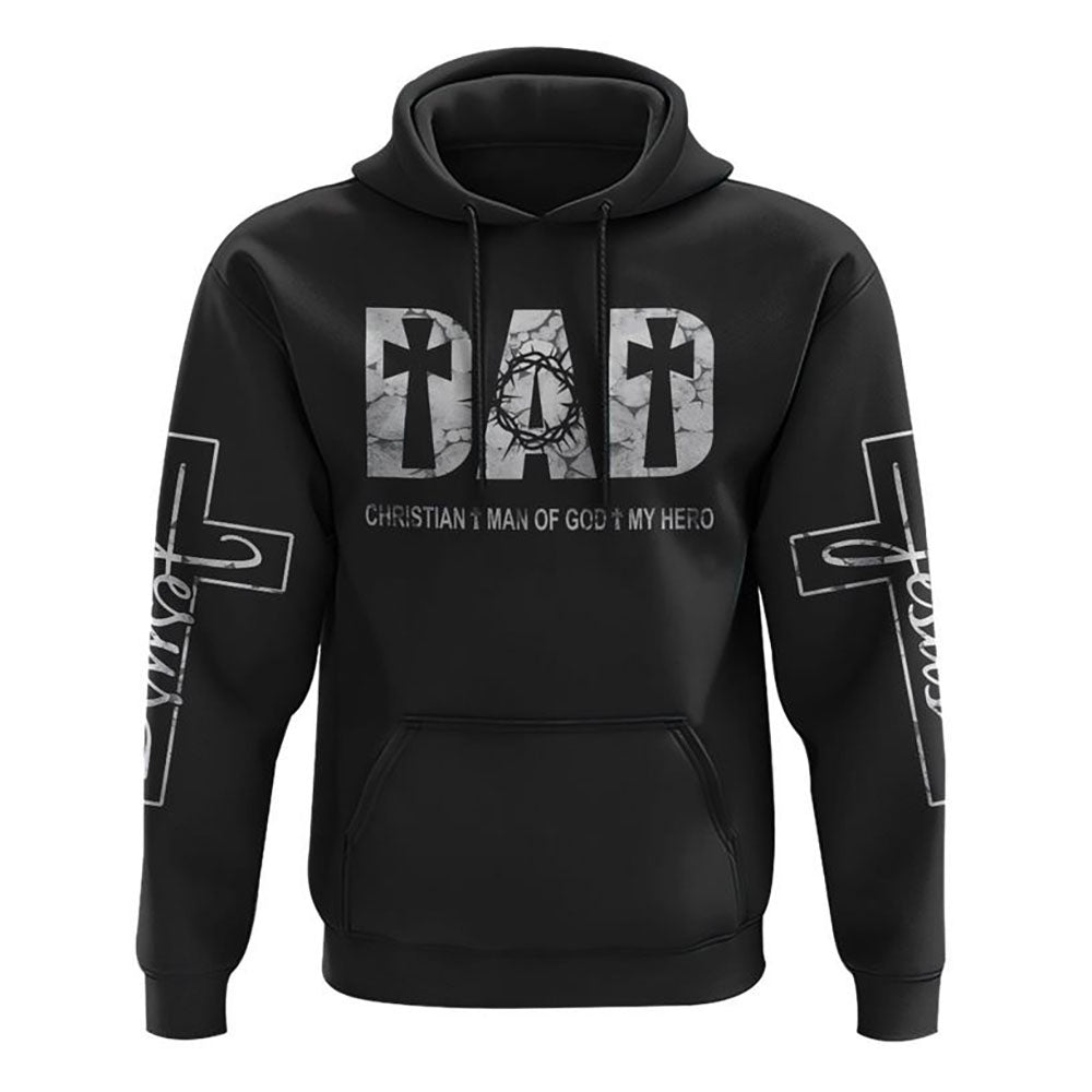 Dad Jesus Black And White All Over Print 3D Hoodie, Christian Hoodie, Christian Sweatshirt, Bible Verse Shirt