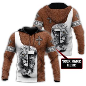 Personalized God Bless Lion Jesus And Cross Printed Design God 3D Hoodie For Man And Women, Jesus Printed 3D Hoodie