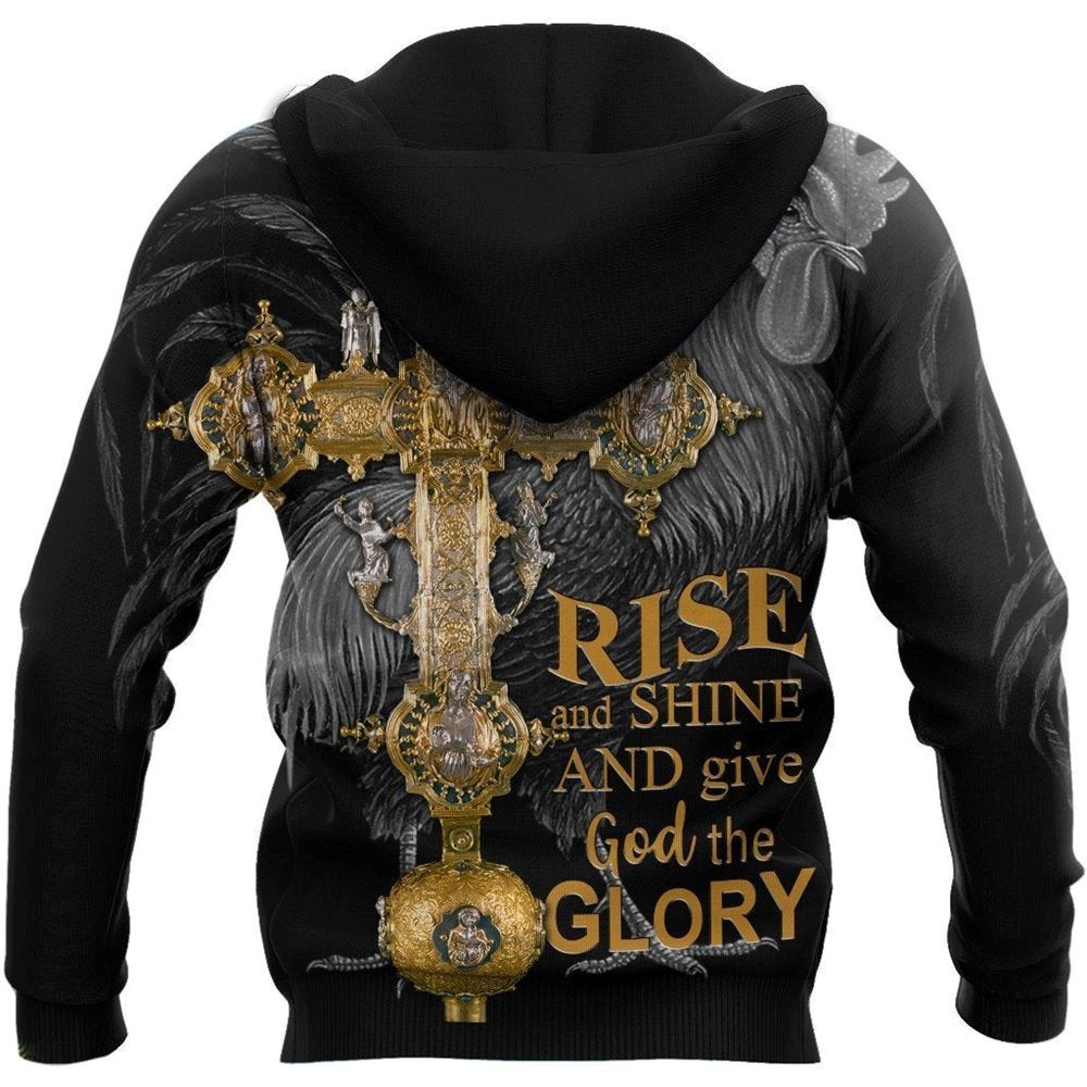 Rooster Rise And Shine And Give God The Glory God 3D Hoodie For Man And Women, Jesus Printed 3D Hoodie Rooster Rise And Shine And Give God The Glory God 3D Hoodie For Man And Women, Jesus Printed 3D Hoodie