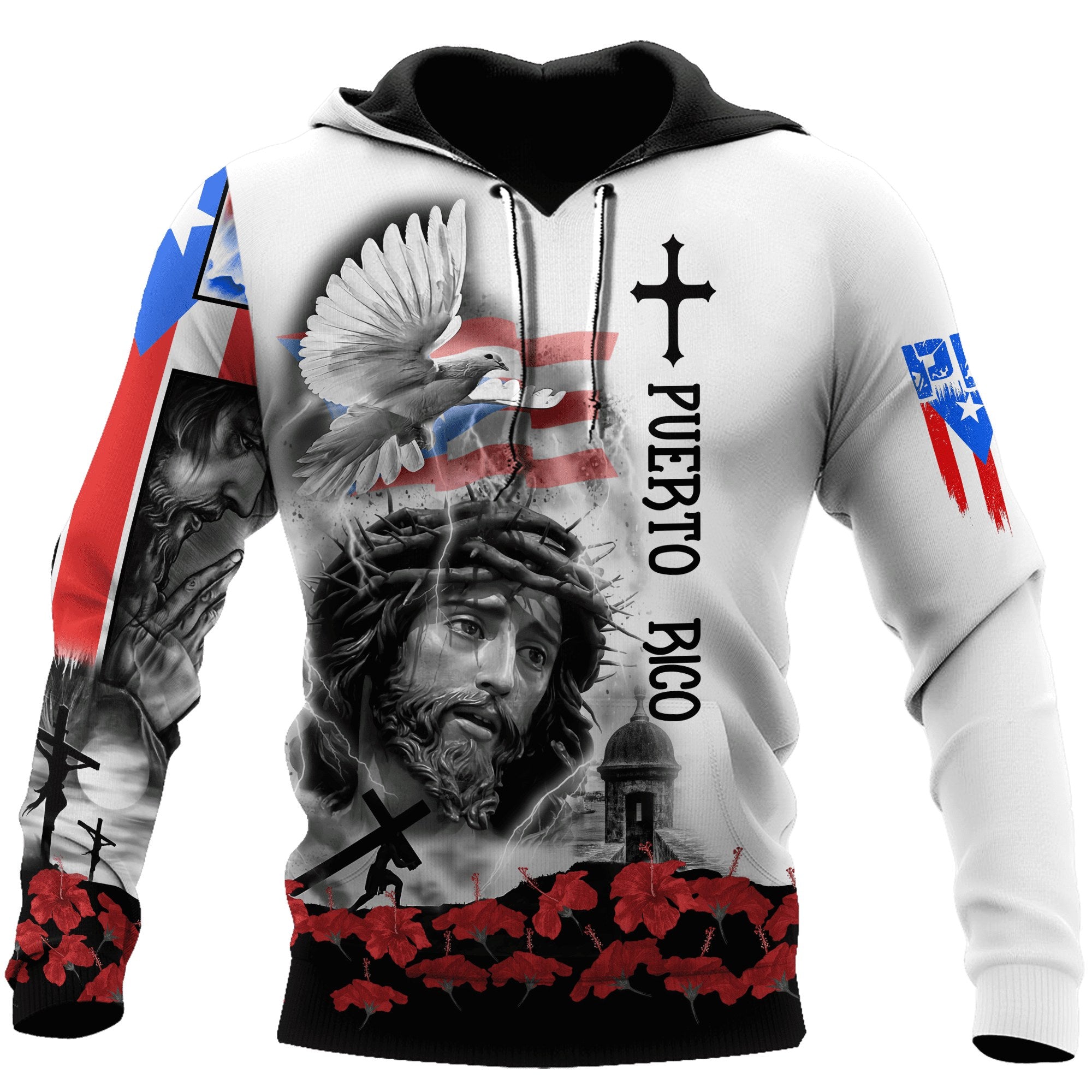 Puerto Rico Jesus Dove Cross Maga Flower God 3D Hoodie For Man And Women, Jesus Printed 3D Hoodie Puerto Rico Jesus Dove Cross Maga Flower God 3D Hoodie For Man And Women, Jesus Printed 3D Hoodie