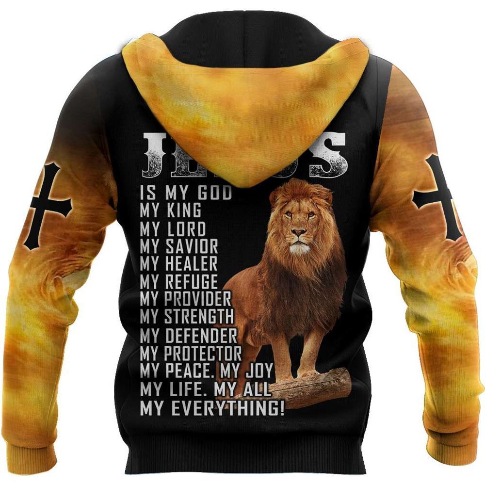 Lion Cross And Jesus Is My Savior God 3D Hoodie For Man And Women, Jesus Printed 3D Hoodie