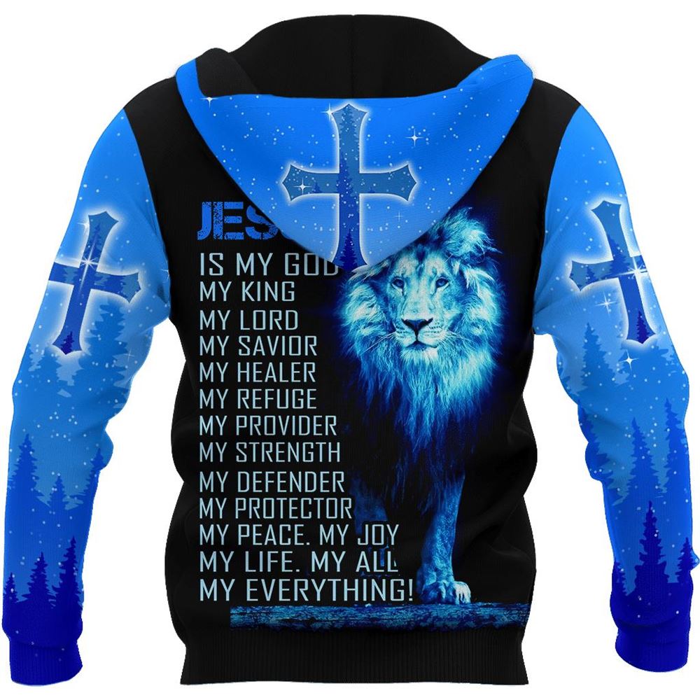 Lion Blue Cross And Jesus Is My God 3D Hoodie For Man And Women, Jesus Printed 3D Hoodie Lion Blue Cross And Jesus Is My God 3D Hoodie For Man And Women, Jesus Printed 3D Hoodie