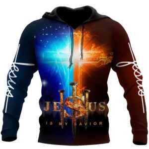 Jesus Is My Savior Red And Blue Cross God 3D Hoodie For Man And Women Jesus Printed 3D Hoodie 2 drvmwz.jpg