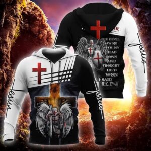 Jesus Christ Cross And Lion Knight Until I Said Amen God 3D Hoodie For Man And Women, Jesus Printed 3D Hoodie