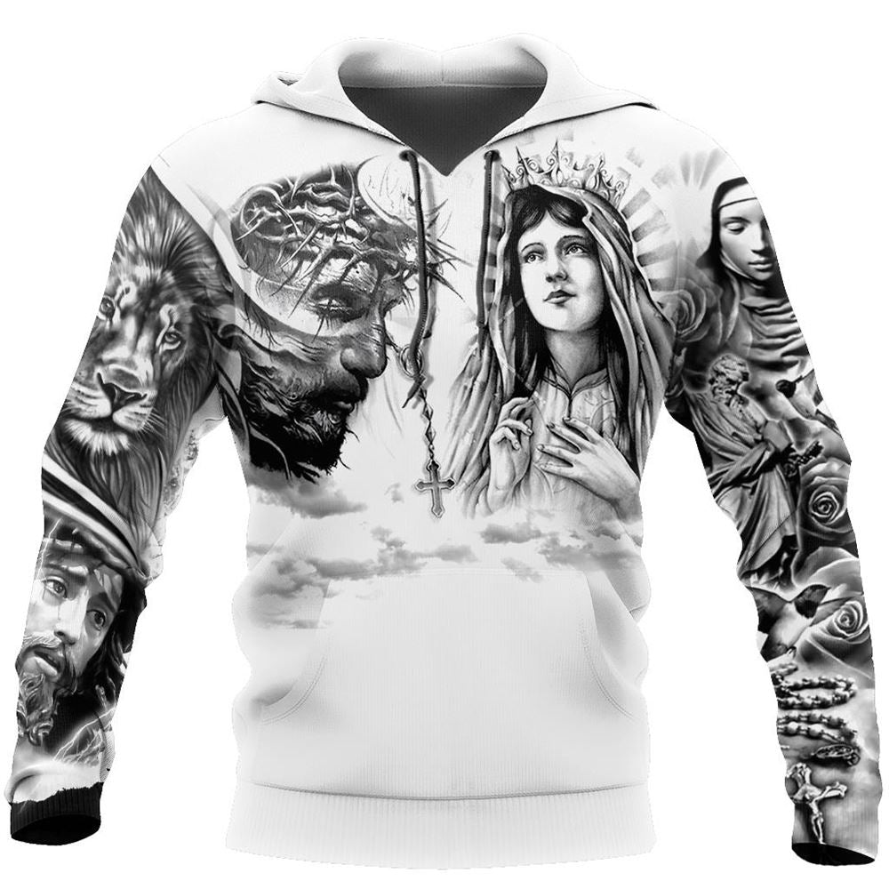 Jesus Christ And Maria Tattoo God 3D Hoodie For Man And Women, Jesus Printed 3D Hoodie Jesus Christ And Maria Tattoo God 3D Hoodie For Man And Women, Jesus Printed 3D Hoodie