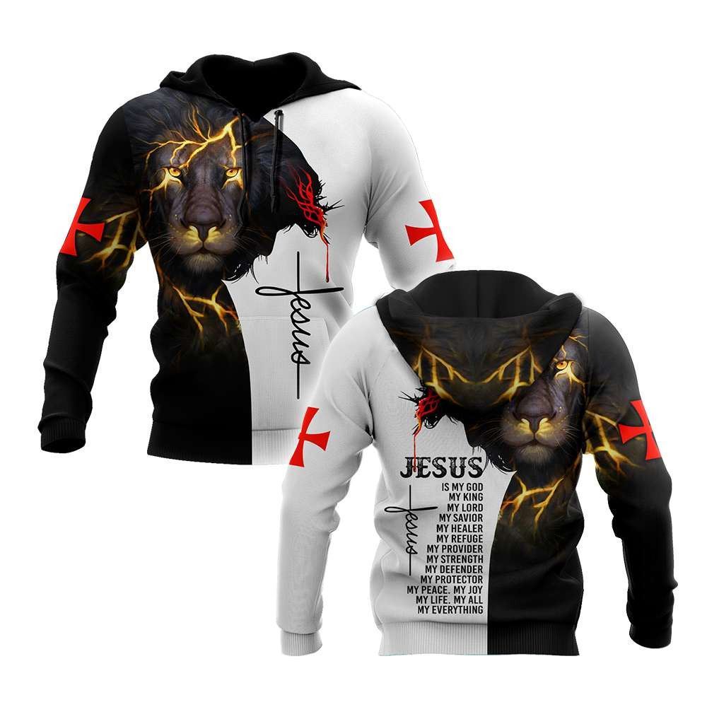 Jesus Christ And Lion My Everything God 3D Hoodie For Man And Women, Jesus Printed 3D Hoodie Jesus Christ And Lion My Everything God 3D Hoodie For Man And Women, Jesus Printed 3D Hoodie