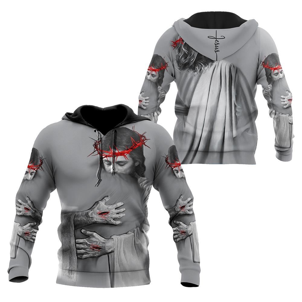 In the Arms Of Lord Grey Tone God 3D Hoodie For Man And Women, Jesus Printed 3D Hoodie In the Arms Of Lord Grey Tone God 3D Hoodie For Man And Women, Jesus Printed 3D Hoodie
