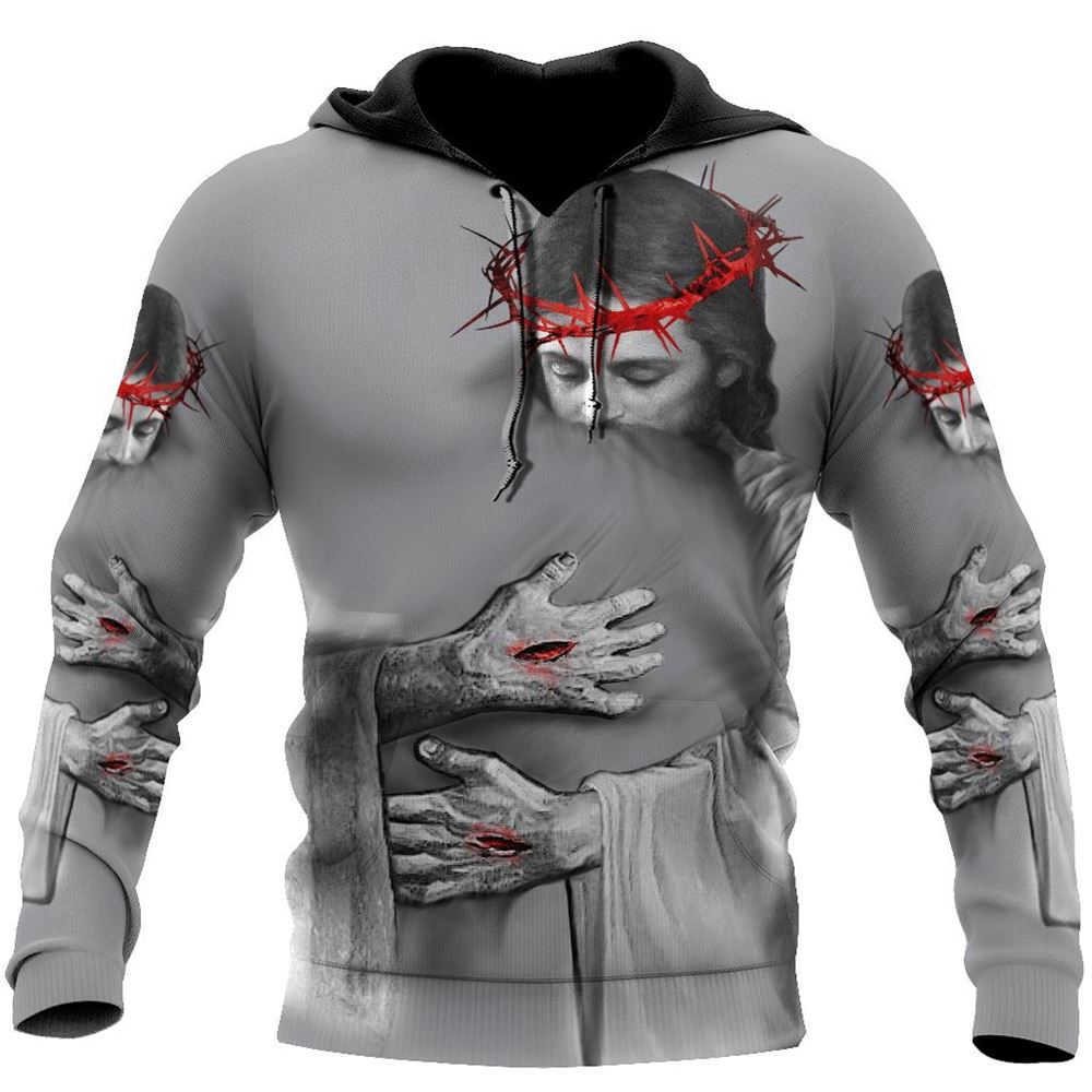 In the Arms Of Lord Grey Tone God 3D Hoodie For Man And Women, Jesus Printed 3D Hoodie In the Arms Of Lord Grey Tone God 3D Hoodie For Man And Women, Jesus Printed 3D Hoodie